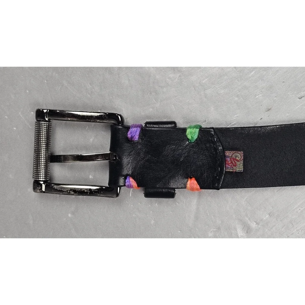 Robert Graham‎ Belt Mens 42' Black Embossed Genuine Leather Buckle Casual